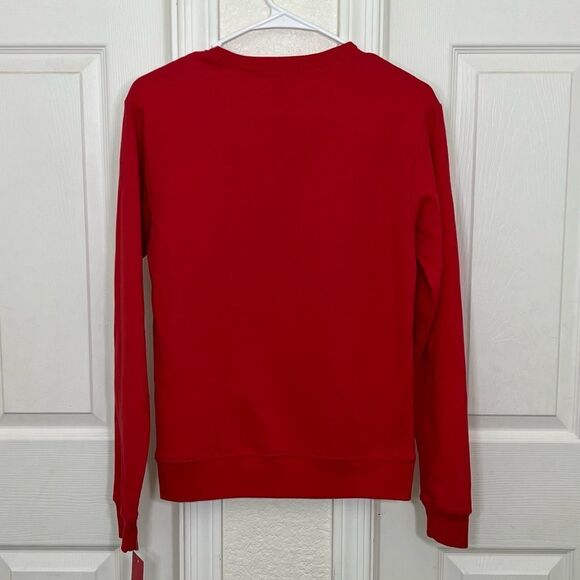 Santa Claus Red Sweatshirt Crewneck Santa in Sunglasses Reversible Sequins Small - Picture 4 of 12